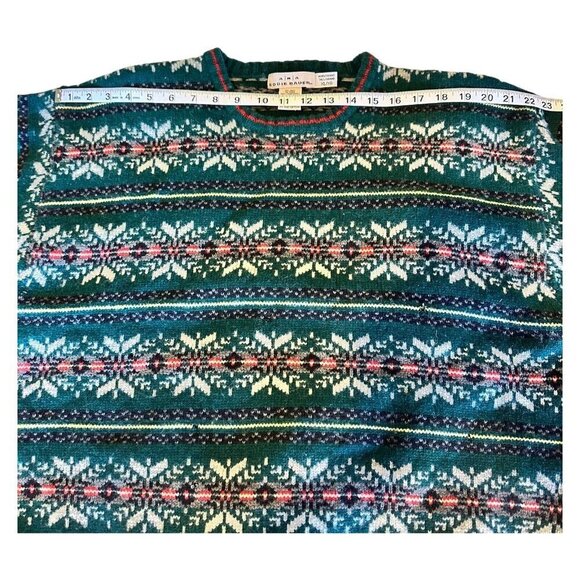 Eddie Bauer AKA Fair Isle Tall XL VTG Holiday Nordic Christmas Geometric Green - Picture 6 of 15